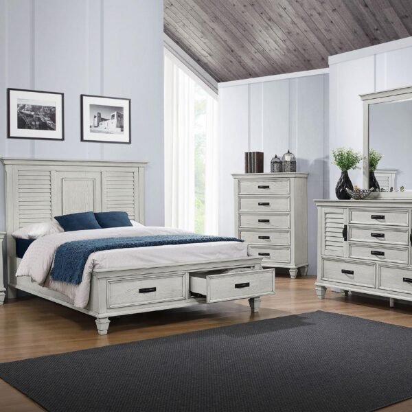 Franco 5-piece Eastern King Bedroom Set
Distressed White