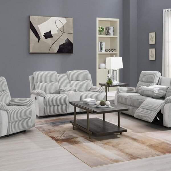 Gray Corduroy Fabric Sofa and Loveseat - U182