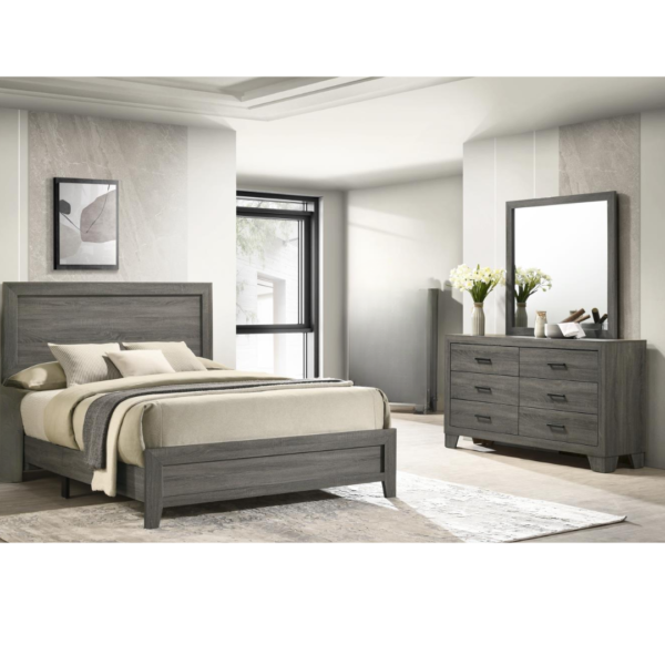 TFP Contemporary Style Queen Bed, Dresser & Mirror