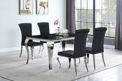 Carone 5-piece 61-inch Rectangular Black
Glass Dining Set Black