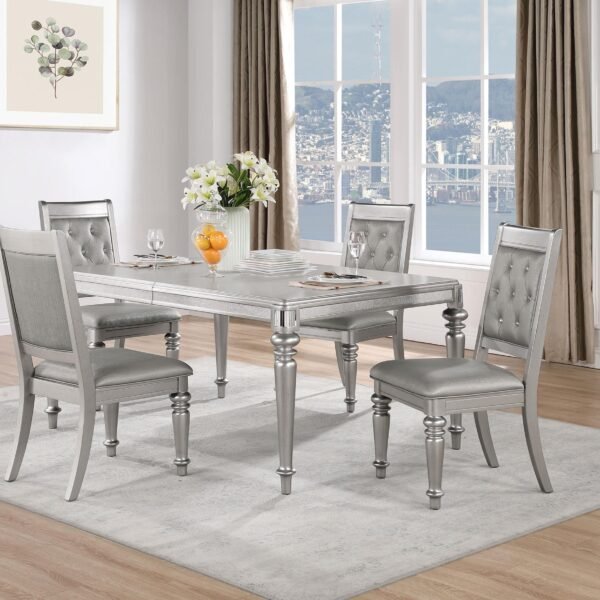 Bling Game 5-piece Rectangular Dining Set Metallic Platinum