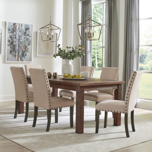 Coleman 7-piece Rectangular Dining Set Rustic Golden Brown