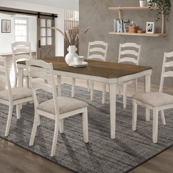 Ronnie 7-piece Rectangular Dining Table Set Rustic Cream