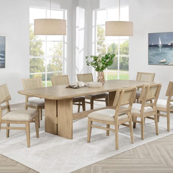 Kailani 9-piece Rectangular Wood Dining Table Set Beige Oak