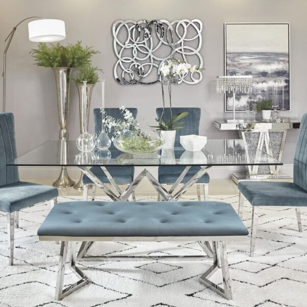 Beaufort 6-piece Rectangular Dining Set Chrome and Grey