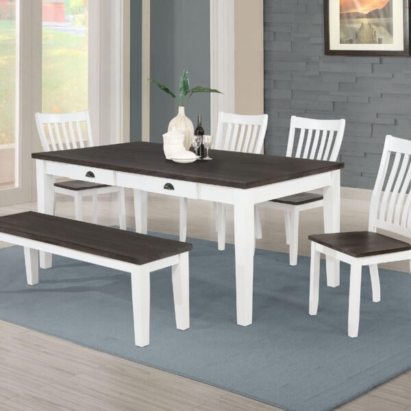 Kingman 6-piece Rectangular Dining Set Espresso and White