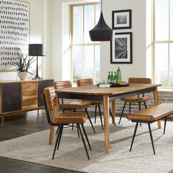 Partridge 6-piece Dining Set Natural Sheesham and Camel