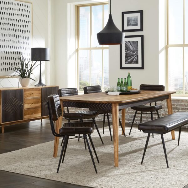 Partridge 6-piece Dining Set Natural Sheesham and Espresso