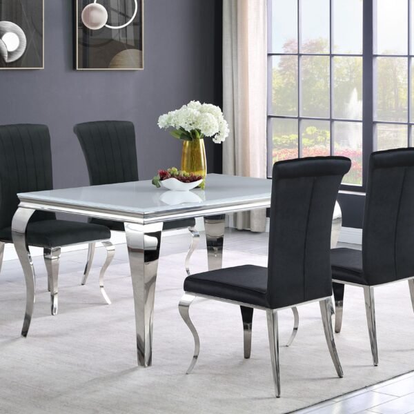 Carone 5-piece 61-inch Rectangular White Glass Dining Set Black