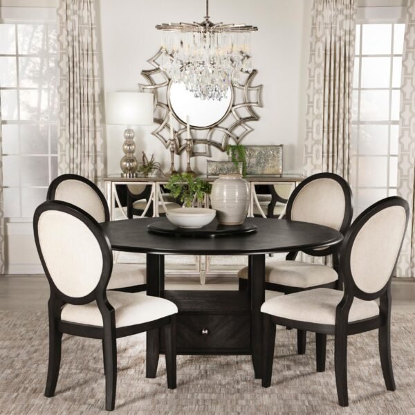 Twyla 5-piece Round Storage Base Dining Table Set Dark Cocoa