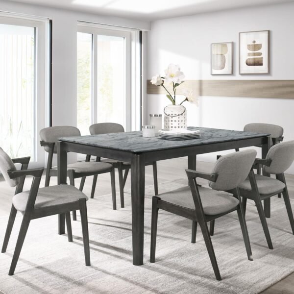 Stevie 7-piece Rectangular Dining Table Set Grey and Black