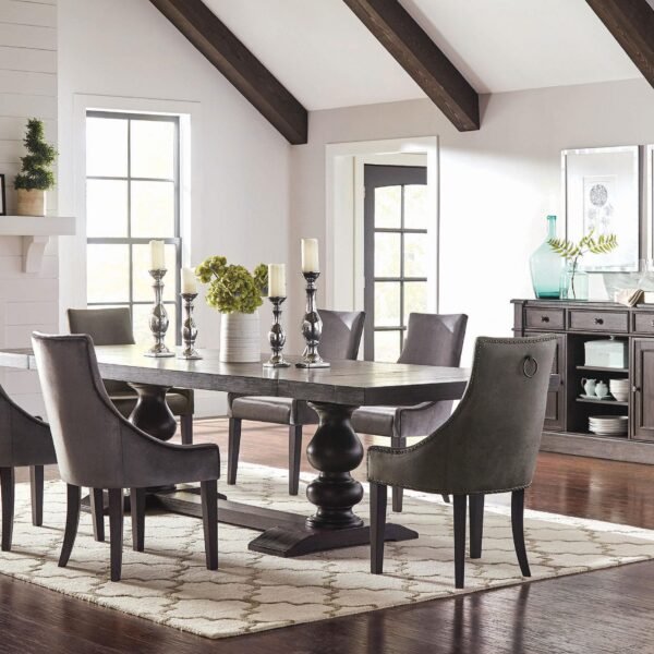 Phelps 8-piece Rectangular Dining Table Set Distressed Noir