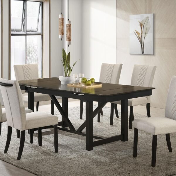 Malia 7-piece Refractory Extension Leaf Dining Table Set Oak