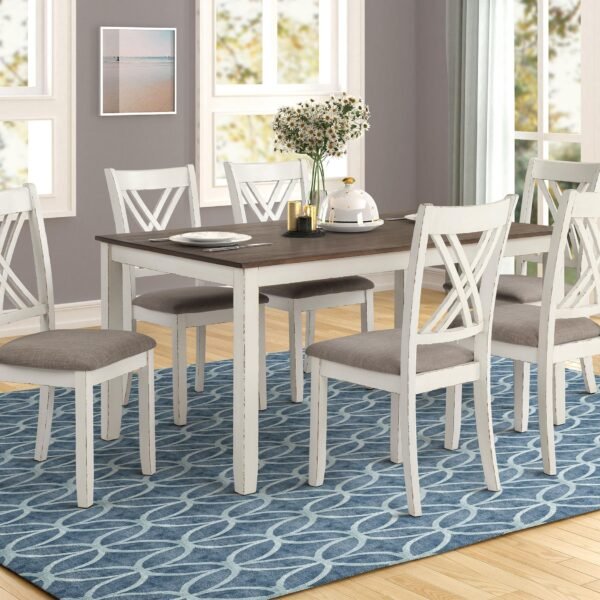Fortress 7-piece Rectangular Dining Set Vintage Vanilla