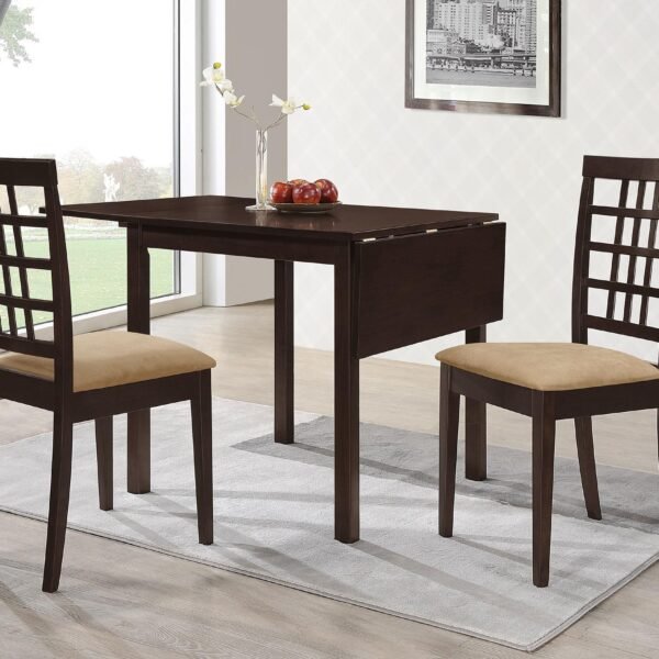 Kelso 3-piece Drop Leaf Dining Table Set Cappuccino and Tan