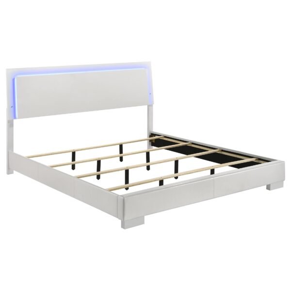 Felicity Wood Eastern King LED Panel Bed White High Gloss
