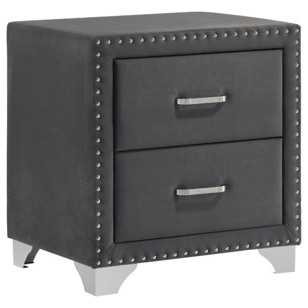 Melody Upholstered 2-drawer Nightstand Grey
