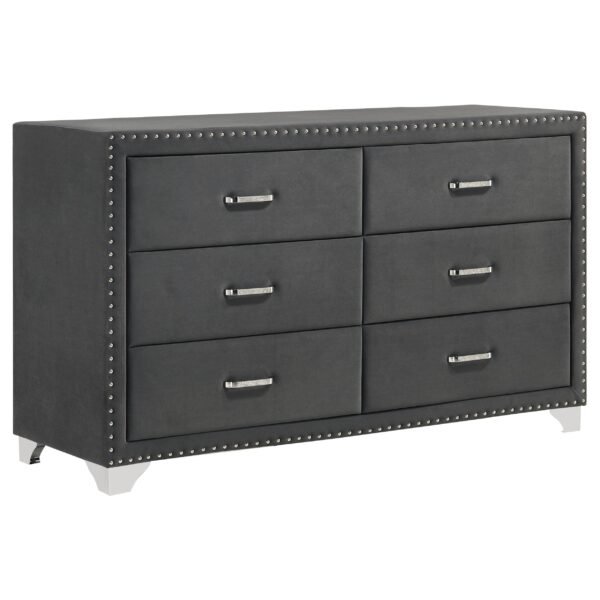 Melody 6-drawer Upholstered Dresser Grey