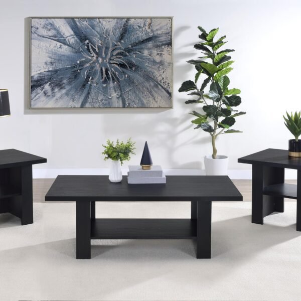 Rodez 3-piece Engineered Wood Coffee Table Set Black Oak