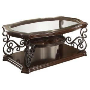 Laney 1-shelf Glass Top Rectangular Coffee Table Deep Merlot