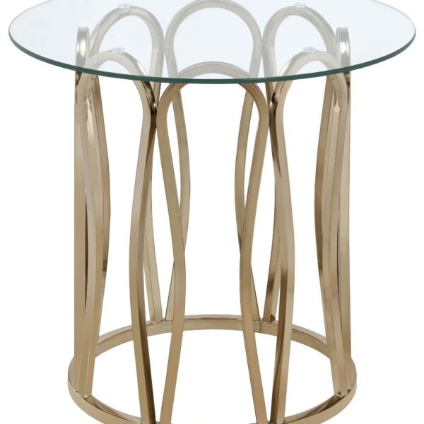 Monett Round Glass Top Side End Table Chocolate Chrome