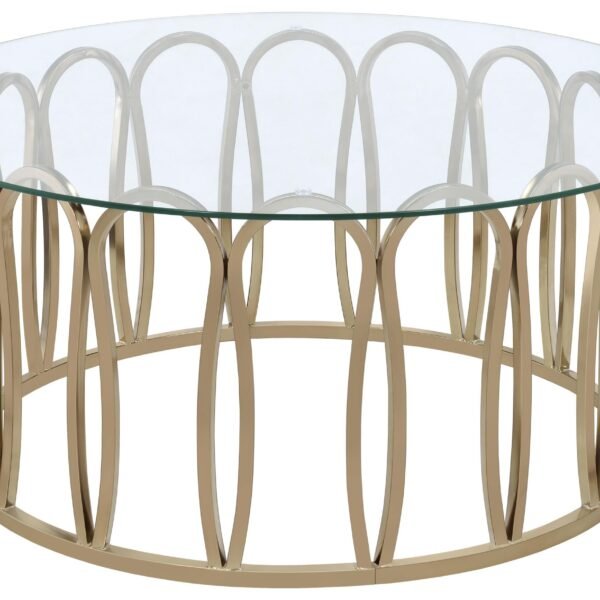 Monett Round Glass Top Coffee Table Chocolate Chrome