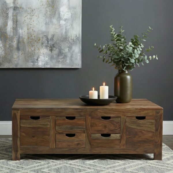 Esther 6-drawer Solid Wood Coffee Table Natural Sheesham