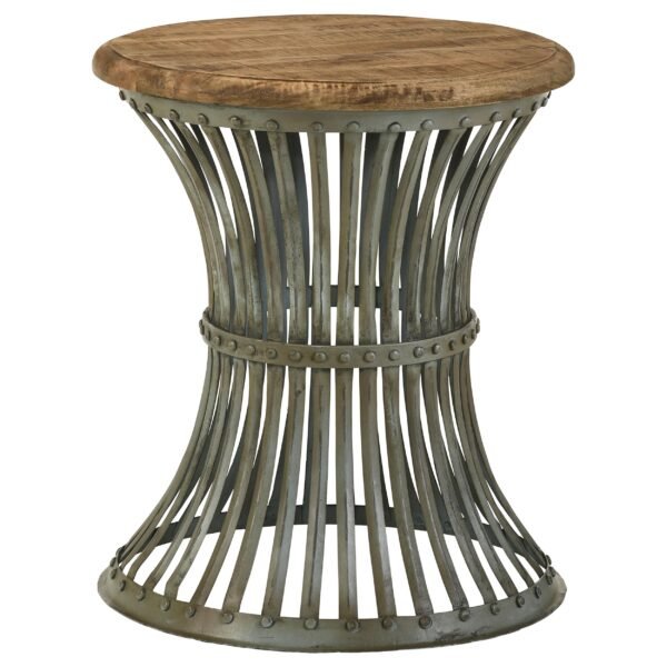 Matyas Round Wire Frame Accent Side Table Antiqued Blue