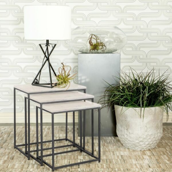 Medora 3-piece Marble Top Nesting Table Set White