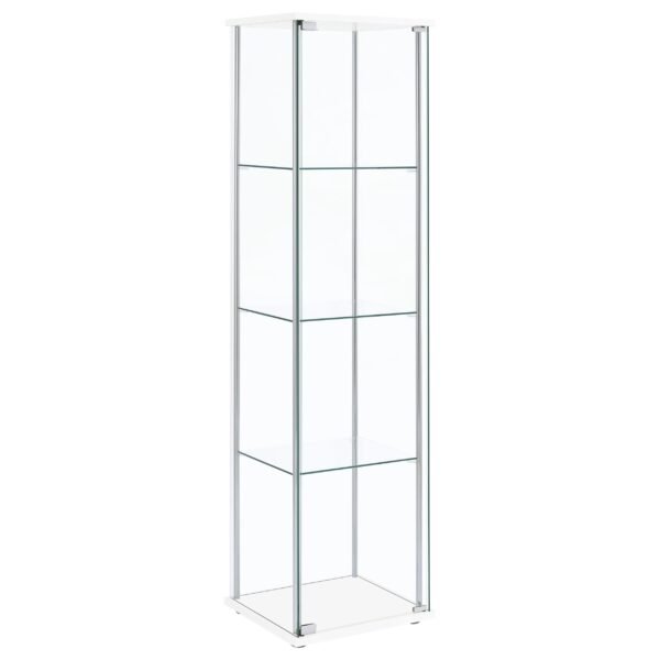 Bellatrix 4-shelf Clear Glass Curio Cabinet White