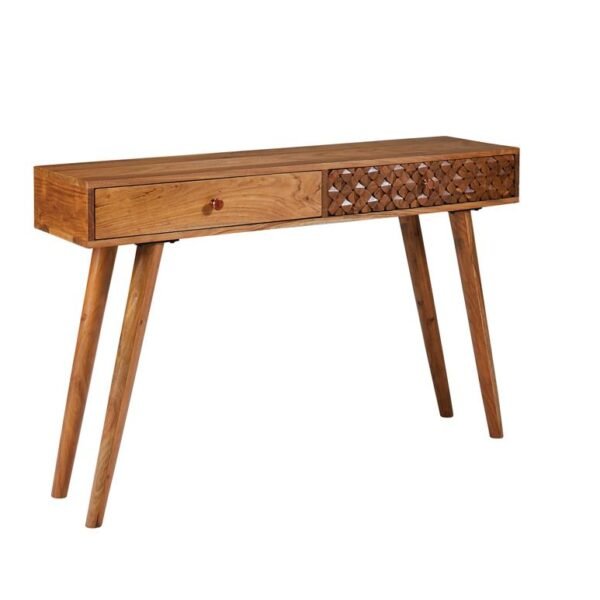 Lotus 2-drawer Wood Entryway Console Table Natural Brown