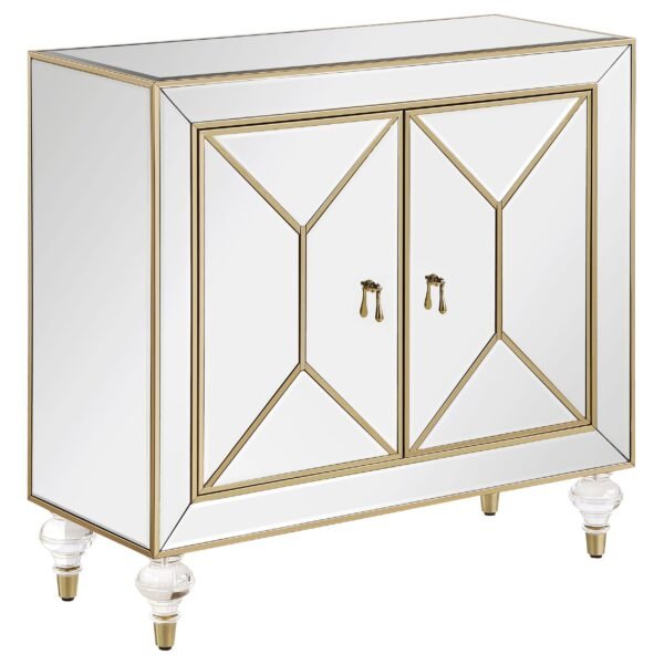 Lupin 2-door Mirrored Storage Accent Cabinet Champagne